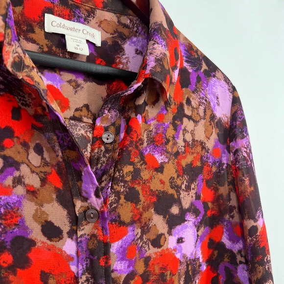 Coldwater Creek Womens Size Medium 10-12 Red Lightweight Blouse shirt Top Fall - Picture 8 of 8